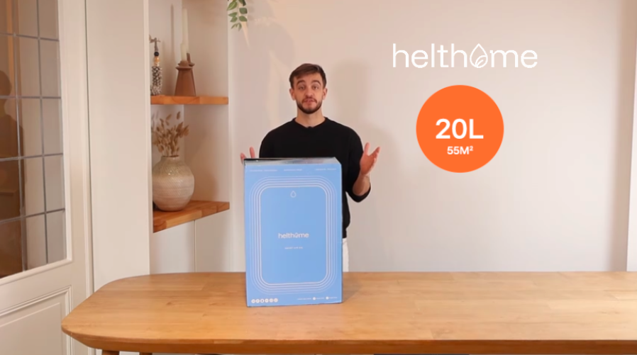 Déshumidificateur Helthome Smart Air avec panneau de commande et pilotage par appli