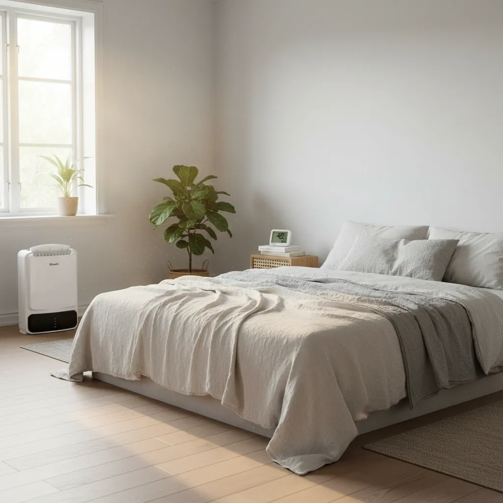 Chambre fraîche avec lit bien fait et bonne ventilation